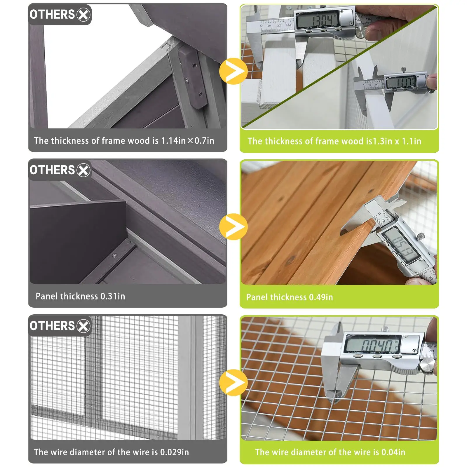 Spacious Wooden Chicken Coop & Duck House with Nest Box - Waterproof PVC Board, Rabbit Cage - Yellow-Brown Gradient 80°