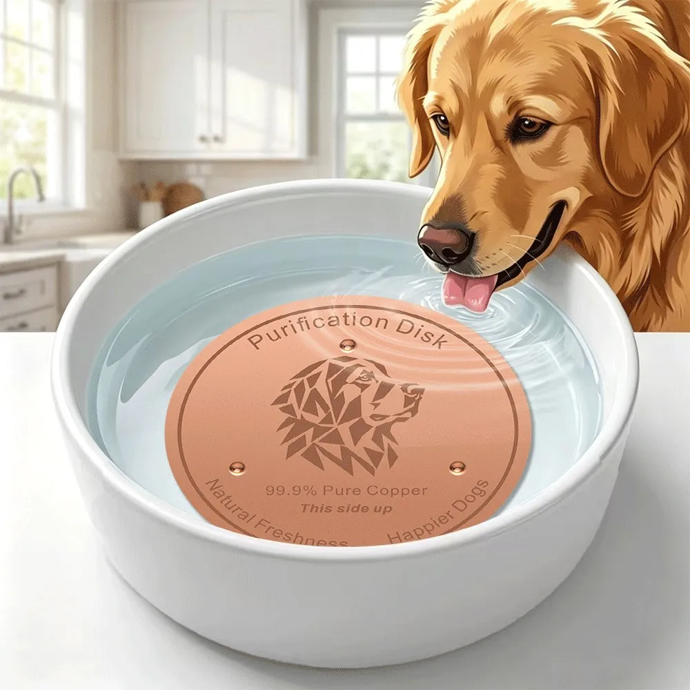 Pure Copper Pet Water Filter Disc 99.9% Purification Plate99.9% Pure Copper Pet Water Purification Disk for Dogs and Cats