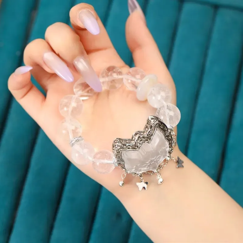 Gift Transshipment Lucky White Agate Safety Buckle Natural White Asai Crystal Bracelet White Water Fox Mask Magic Box
