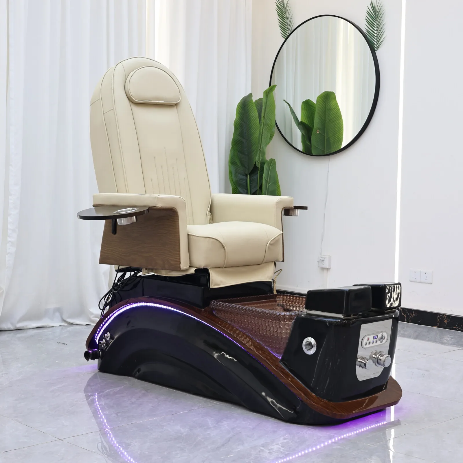Electric Pedicure Spa Chair Heating Massage LED Light Adjustable Foot Bath Manicure Nail Salon Furniture