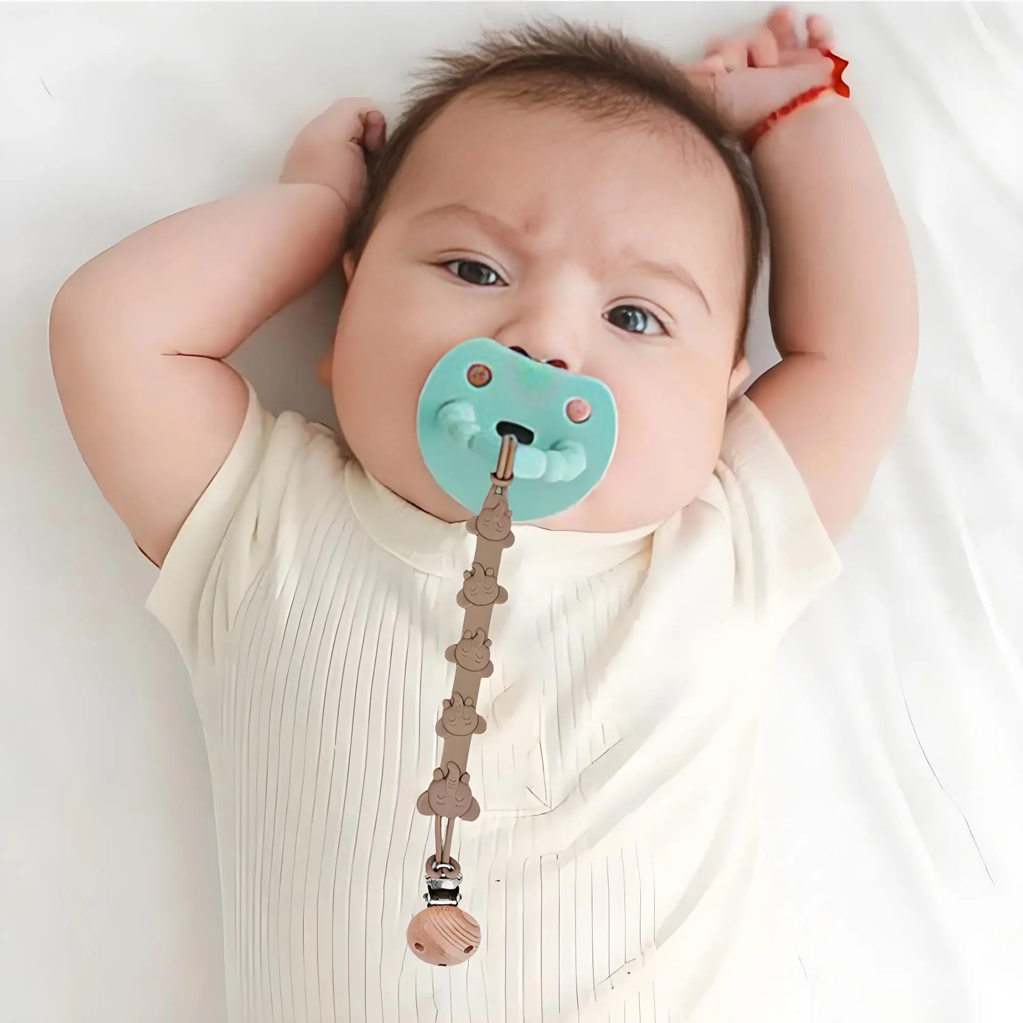 Silikon-Schnullerclip mit Cartoon-Motiv, Anti-Verlust-Schnullerkette für Babys, ideal für die tägliche Gebrauch bei der Zahnpflege – Detail 1