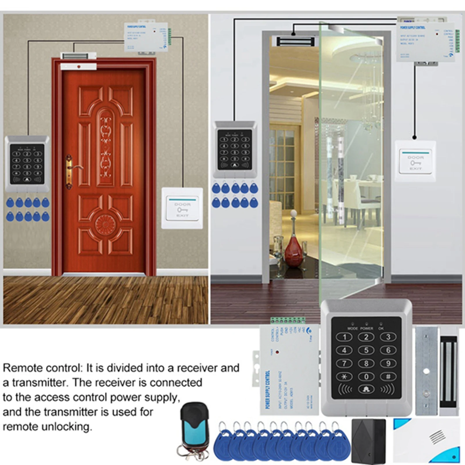 Serrure de porte magnétique électrique, carte de contrôle d'accès, mot de passe, Kit de système de sécurité de porte, système de verrouillage de porte magnétique