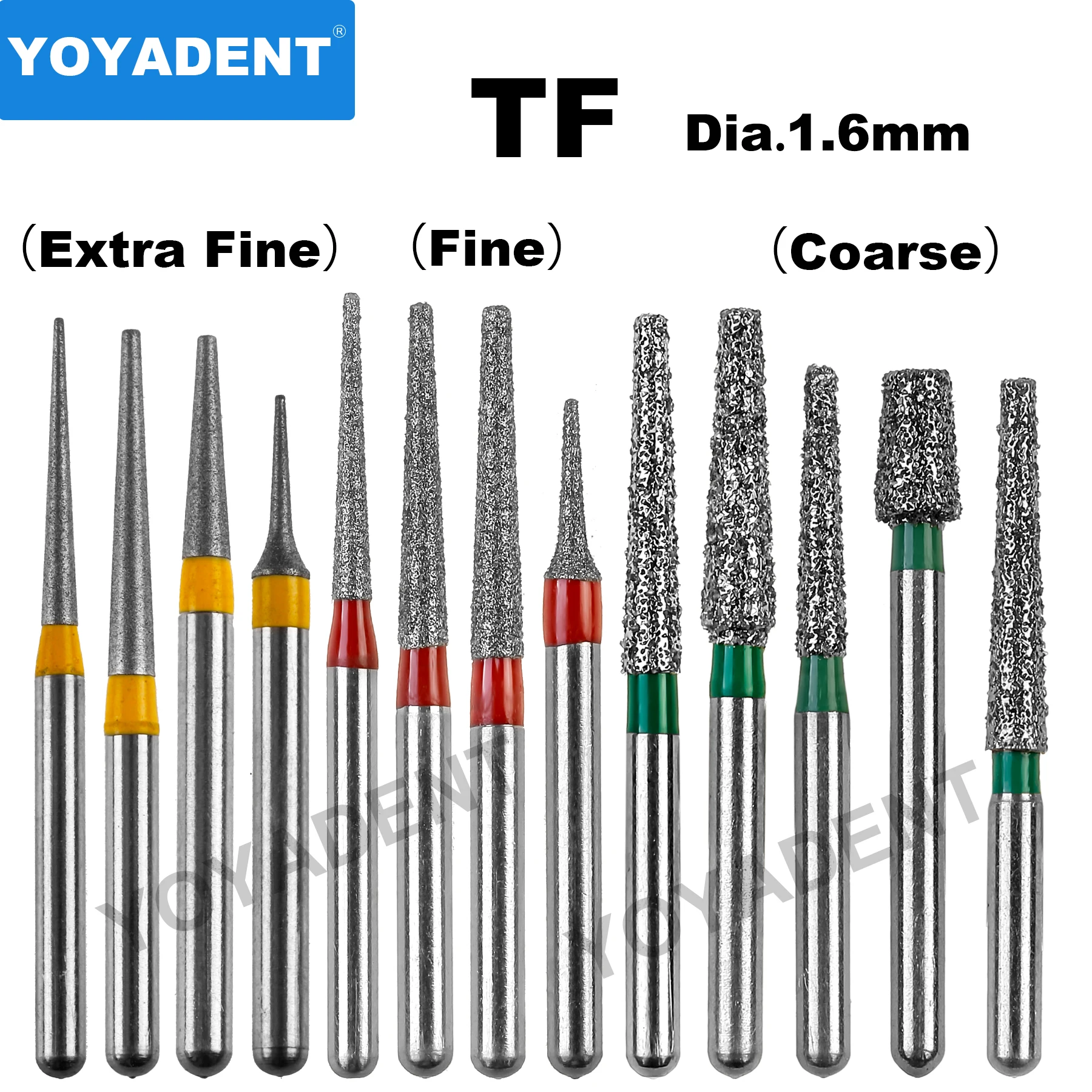 Typ TF Dental wiertła diamentowe stomatologia truskawki wiertła dentystyczne do szybkiej rękojeści laboratorium dentystyczne polerowanie 1.6mm 10 sztuk/paczka