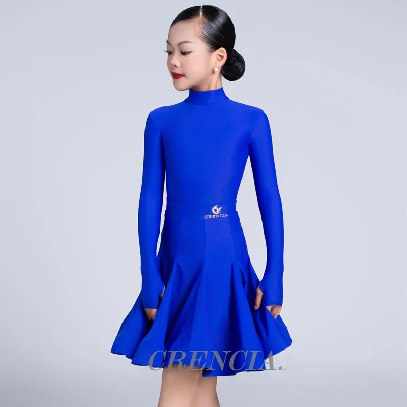

Children'S Long Sleeves Ballroom Dance Performance Costume Girls Latin Dance Dress Kids Performance Dancing Clothes DW10535