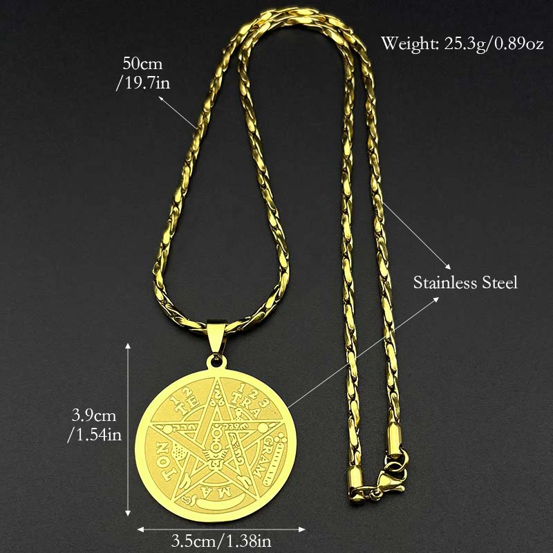 اليهودية Tetragrammaton العبرية الخماسي الفولاذ المقاوم للصدأ القلائد للرجال الذهب اللون الذكور سلسلة مجوهرات colar masculino N1163S