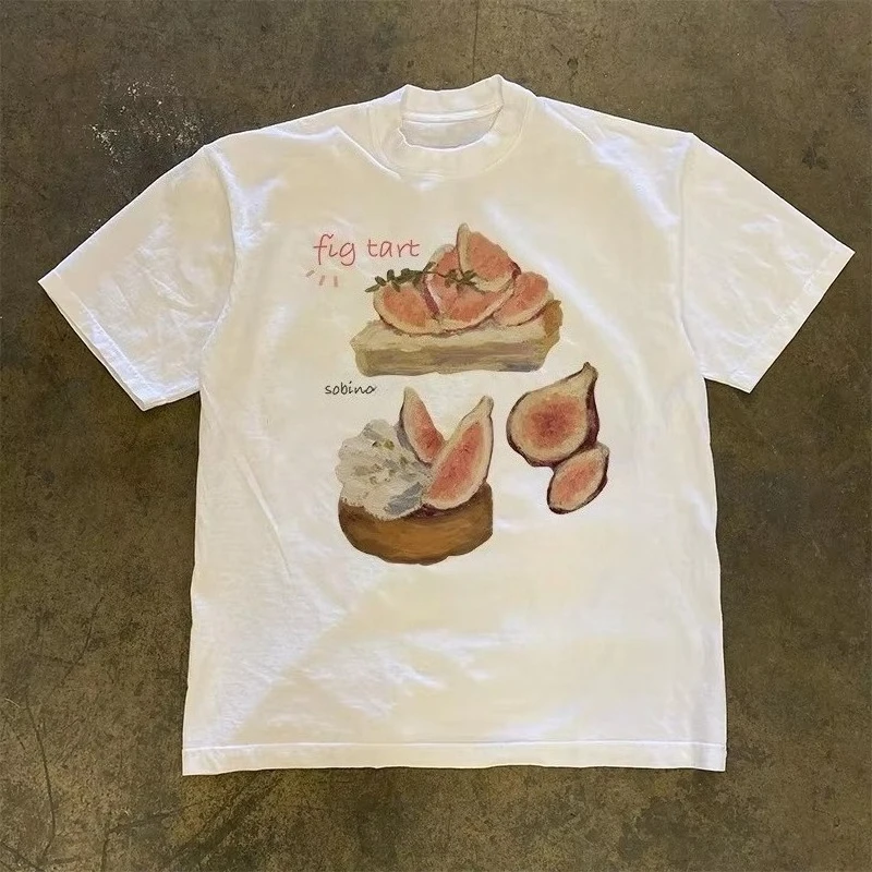 

Лето 2022, американский стиль Харадзюку, пара, студенческая уличная одежда с короткими рукавами, футболки с графическим рисунком, осенне-зимняя внутренняя одежда