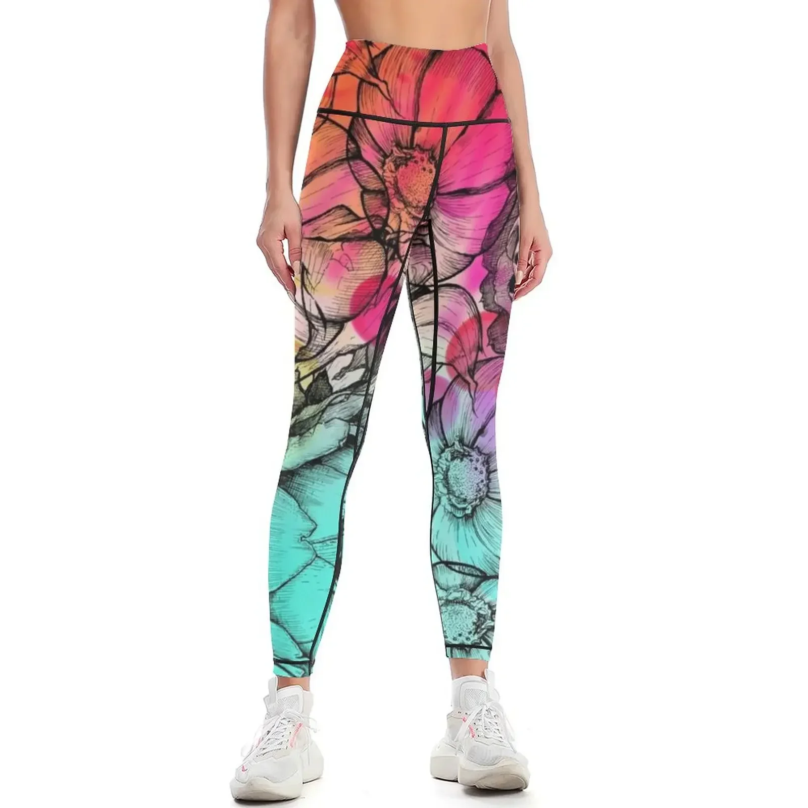 In my garden of colours Leggings Women's tights fitness set gym Female legging pants Sweatpants Womens Leggings