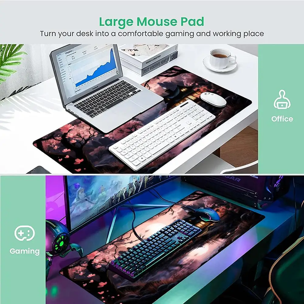 핑크 풍경 시리즈 마우스 패드 벚꽃 데스크 매트 게임 매트 고무 미끄럼 방지 베이스 PC 액세서리 키패드 확장형 마우스패드