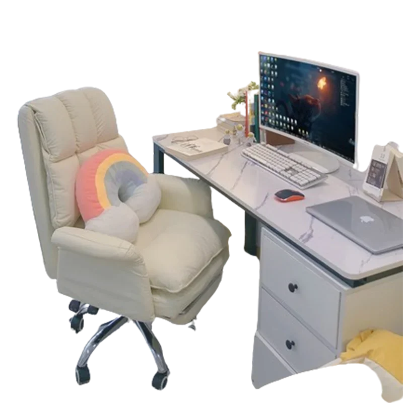 편안한 서포트 오피스 체어, 화이트 모바일 오피스 체어, 컴퓨터 룸 모던 의자, 사무실 가구