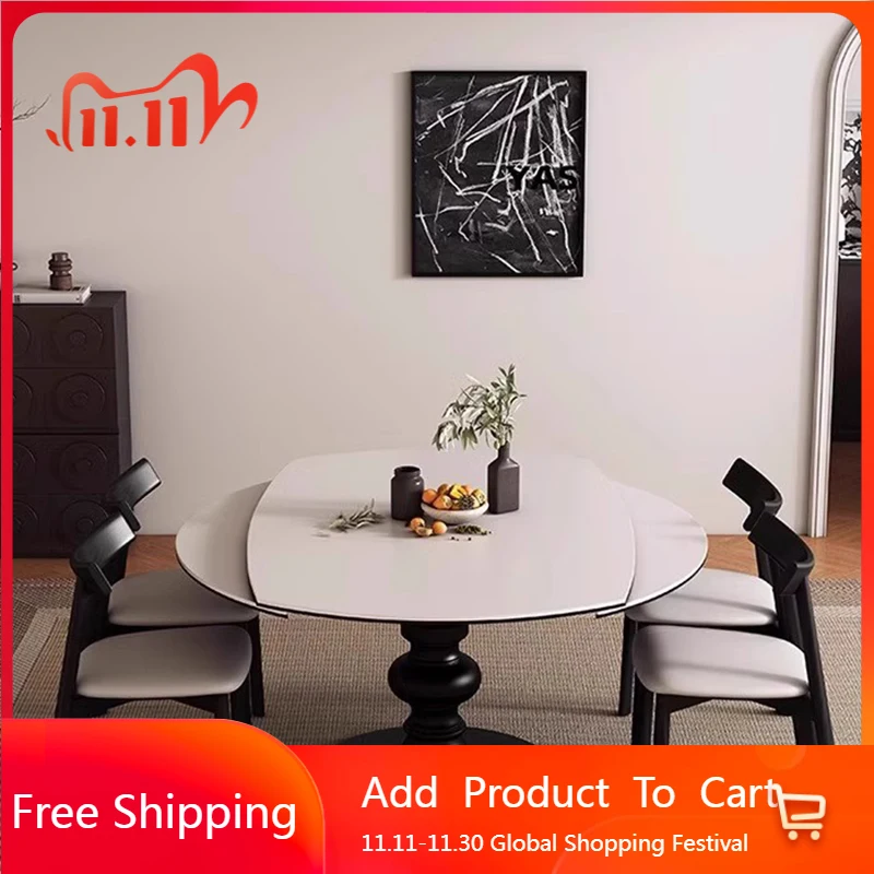 

Living Room Extendable Dining Table Folding Round Chairs Nordic Dining Table Designer Lounge Mesas De Comedor Home Furniture