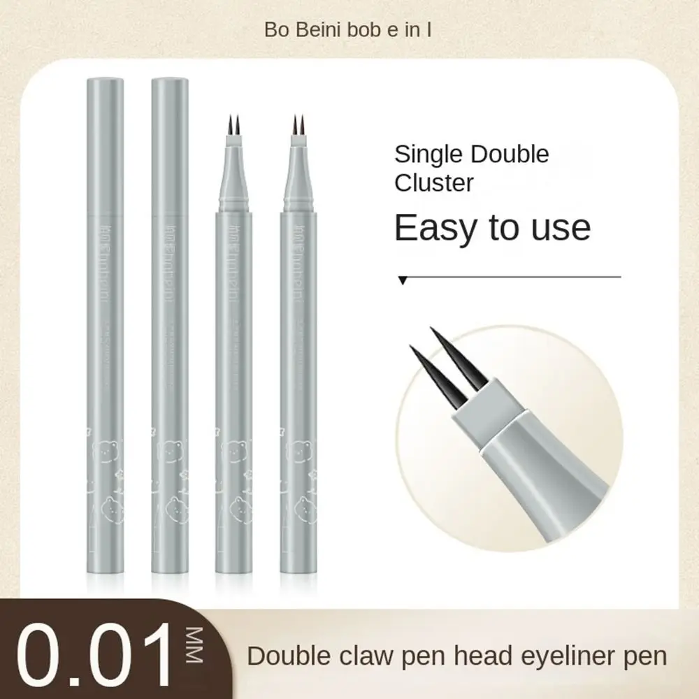 Long Lasting Double Claw Eyeliner Quick Drying Smudgeproof Liquid Eyeliner Waterproof Natural Double Forked Tip Eyeliner Women