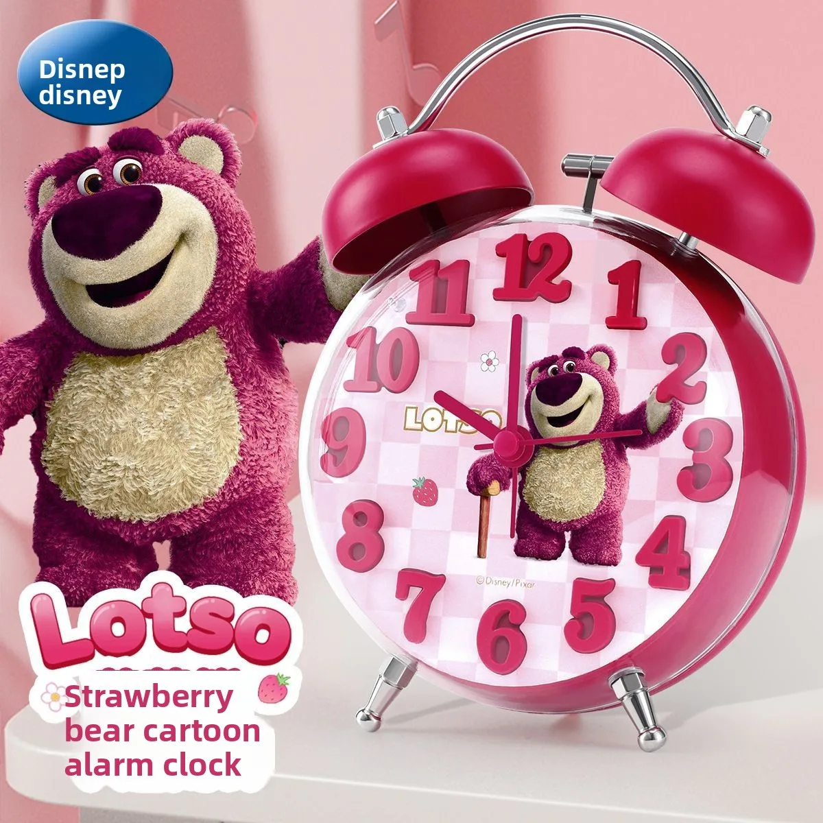 

2025 New Disney Cartoon Cute Lotso Digital Silent Alarm Clock for Kids and Students Wake Up Artifact Girl Luminous Alarm Clock