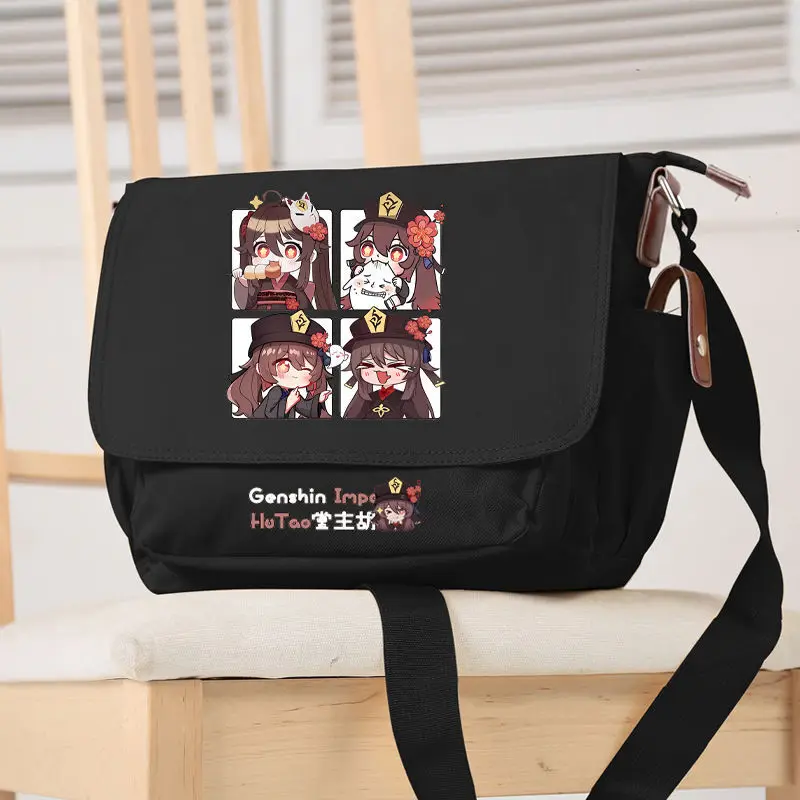 Genshin Impact Merchandise Klee Zhongli Scaramouche Yae Miko Student Canvas Tote Shoulder Crossbody Bag For Women ANI
