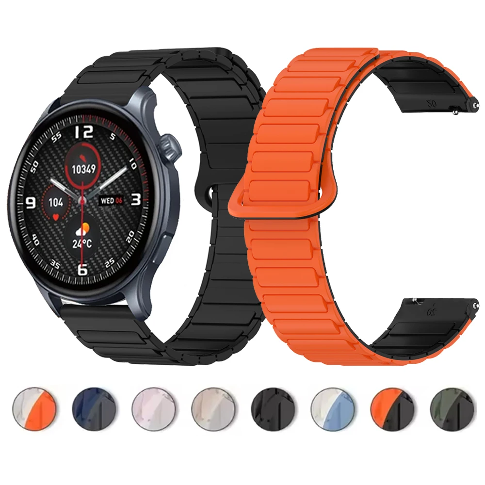 Zeblaze Btalk 3 Pro/Plus용 22mm 마그네틱 스트랩, Zeblaze Stratos 2 Ultra/Ares 3 Pro/Vibe 7 Pro 스포츠 팔찌용 실리콘 밴드