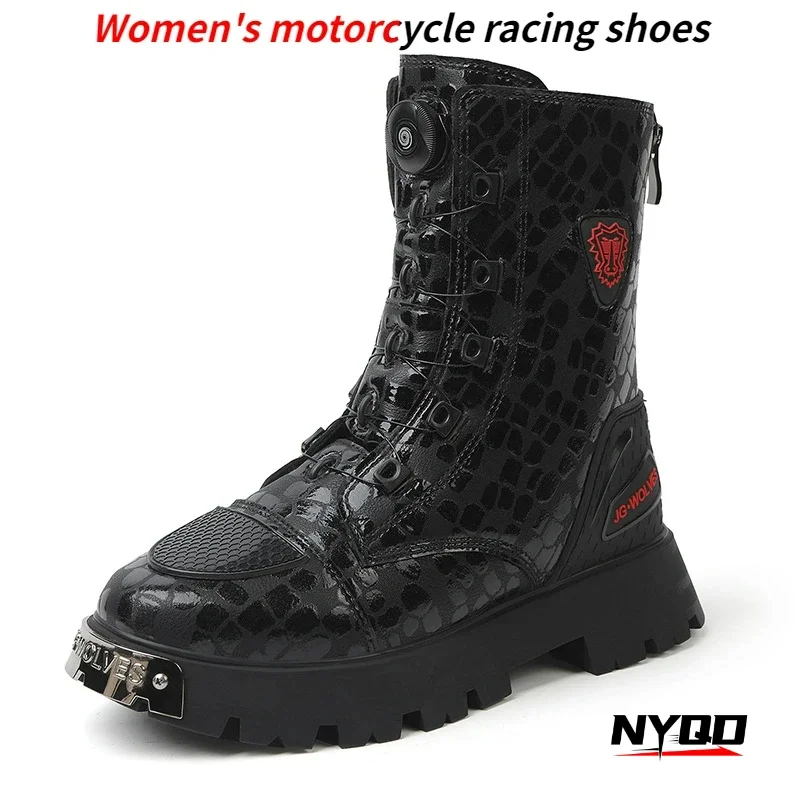 

New Motorcycle Women's Mid-top Motorcycle Racing Shoes Waterproof Anti-fall and Wear-resistant Motorcycle Shoes Riding Boots