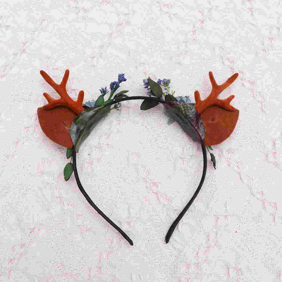 

Elk Horn Headband Hair Accessories for Girls Antler Hoop Piece Headdress Christmas Flower Headwear Women's