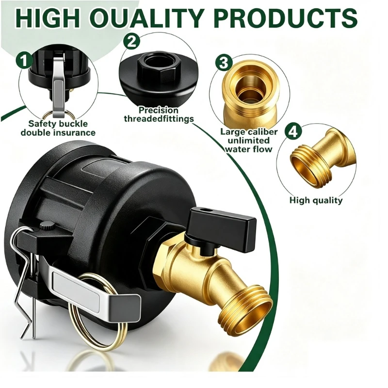 Rainwater Container Adapter with Brass Shutoff for Garden Hose Tasks best sale