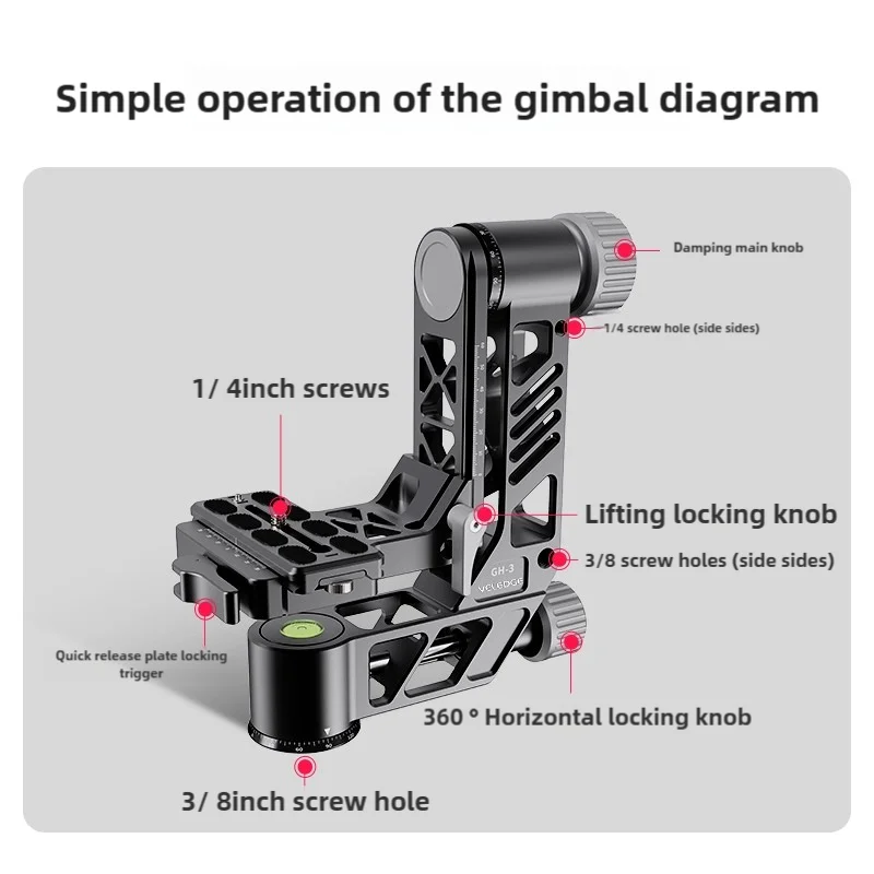 VLOGMAGIC GH-3 Heavy Duty Aluminum Gimbal Head for Wildlife & Bird Photography Sharp Shots - Image 5