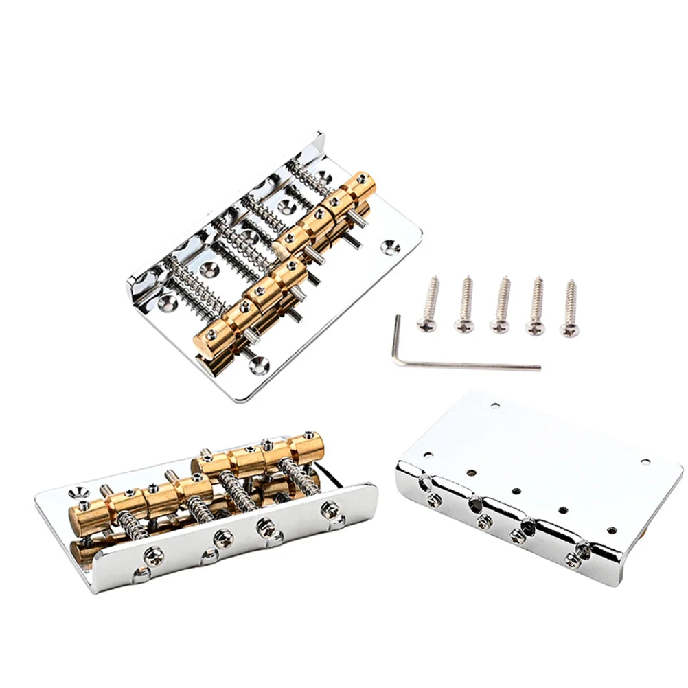 

1Set 4 String Electric Bass Guitar Bridge Saddle Replacement Part Heavy Duty Metal Upgrade for Tone Adjustment Luthier Repair