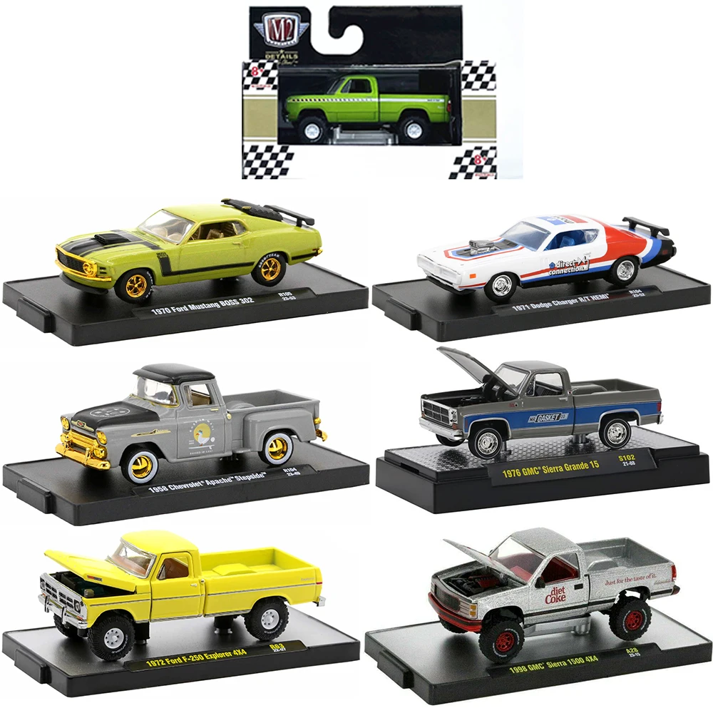 Diecast Alloy Car Model Brinquedos, máquinas M2, veículo de recolhimento, modelos de brinquedo, vagão em miniatura, coleção para Hotwheels, presentes do menino, 1:64