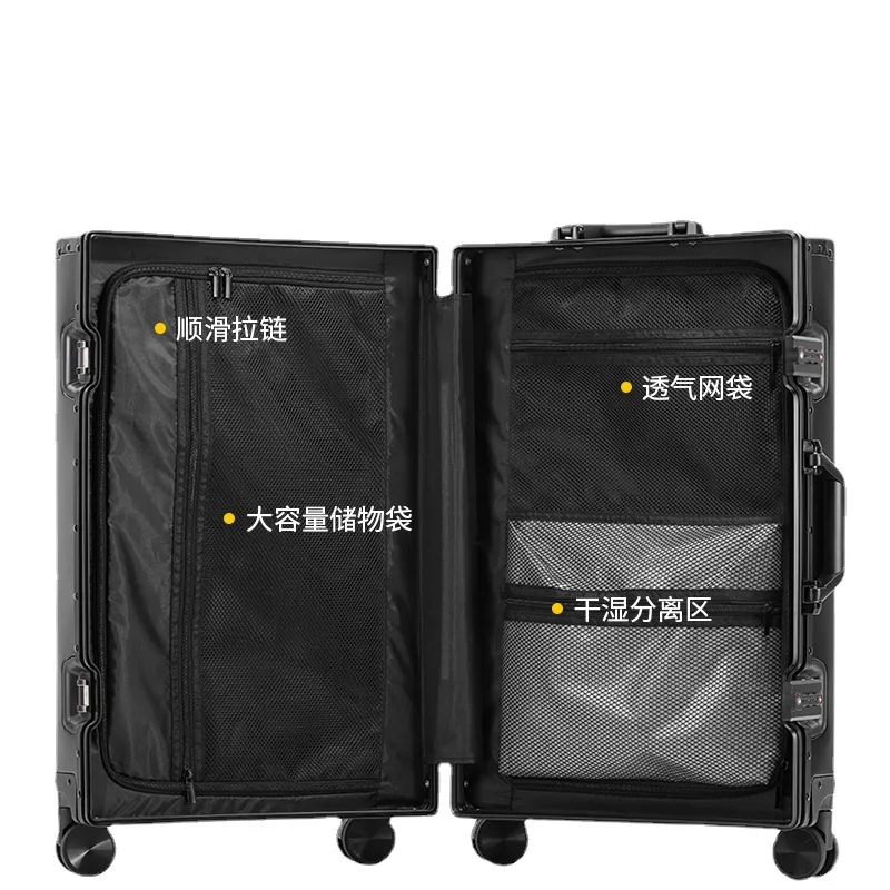 Suitcase Male And Female All-Aluminum Magnesium Alloy Luggage Universal Wheel Trolley Case 20-Inch Boarding Bag Travel Metal Box