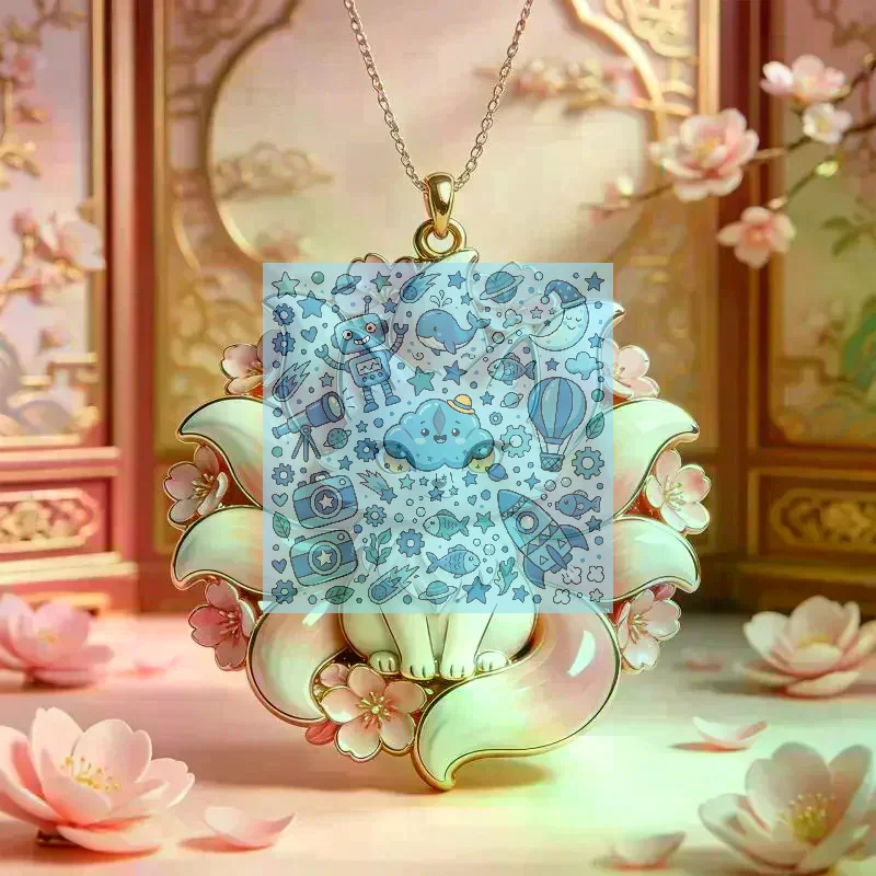 Chinese Mythology Nine-tailed Fox Enamel Pendant Necklace For Women Friends Trendy Exquisite Daily Wear Jewelry Gifts