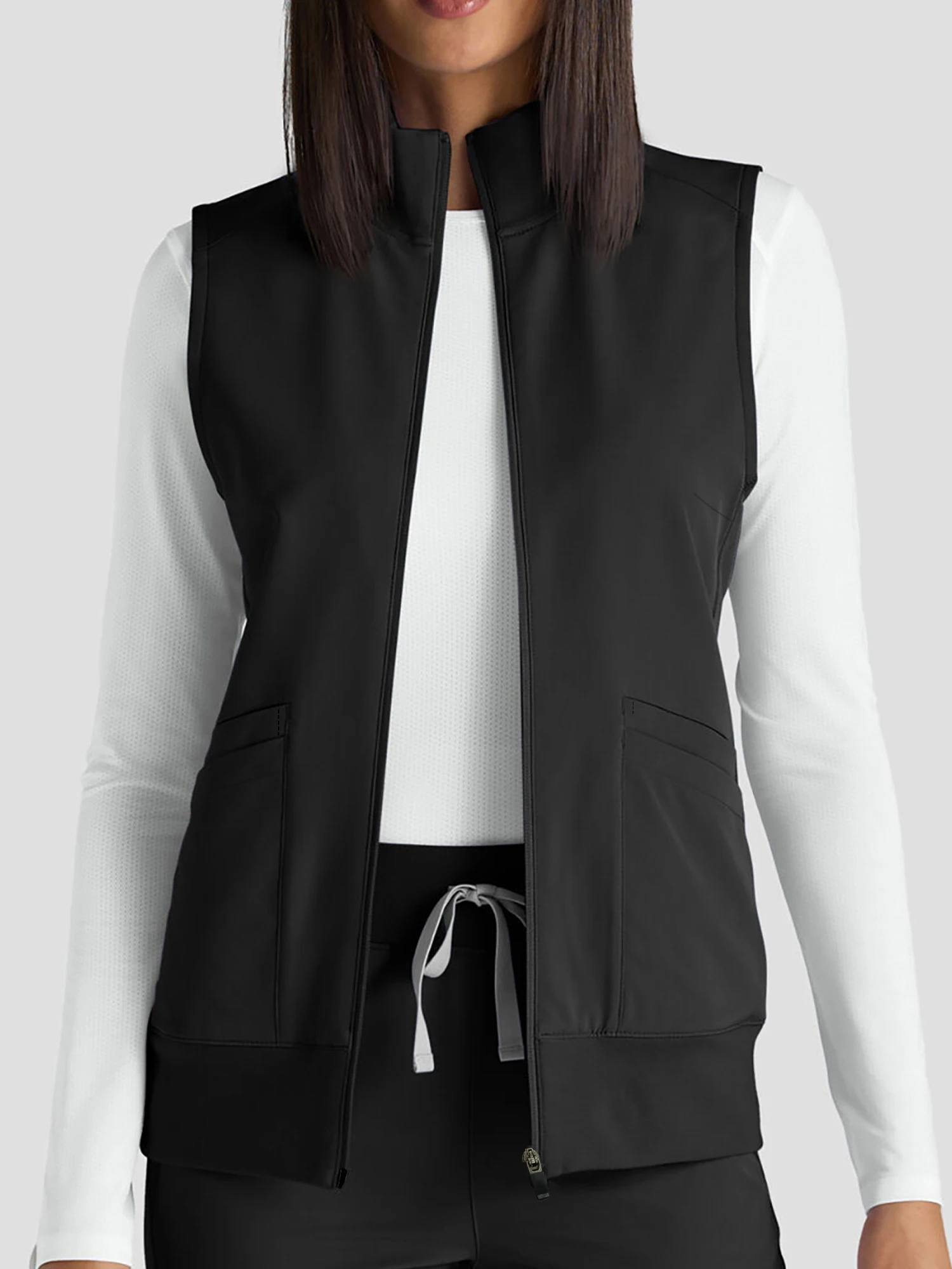 Women's Vest - 5-Pocket Zippered Non-Stretch Scrub Vest, Hospital/Clinic Workwear (Easily Matches Any Scrub Top)