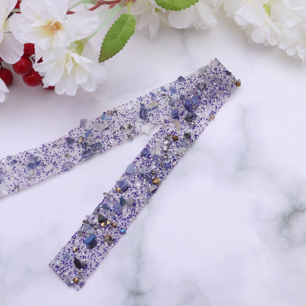 

Purple Rhinestone Applique Trim 1M Hot Melt Adhesive Glue Back Bling Ribbon For Dress Sash Belt Shoes Bags Wedding Accessories