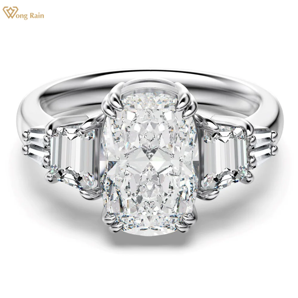 

Wong Rain 100% 925 Sterling Silver Crushed Ice Cut 8*12 MM Lab Sapphire Gemstone Wedding Engagement Ring for Women Fine Jewelry