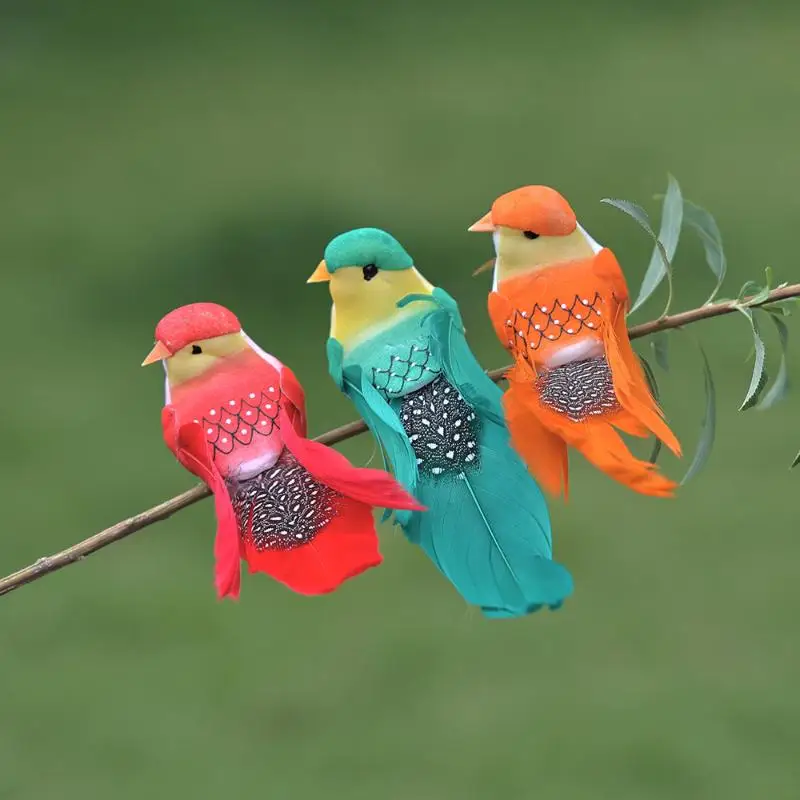 6Pcs Realistic Feather Artificial Birds Lightweight Foam Fake Birds DIY Crafts for Holiday Home Decor
