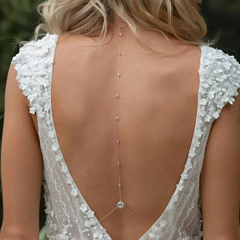 Collier dos patient en cristal pour femme, accessoires de robe, bijoux de mariage multicouches, mode élégante, été 2023