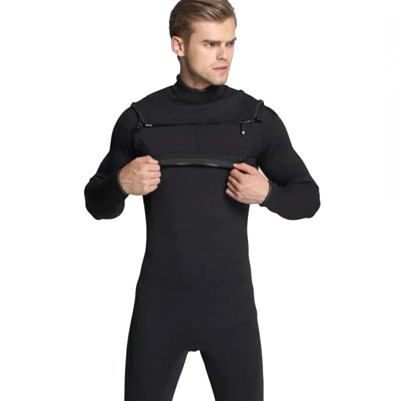 3MM Neoprene Diving Suit Long Sleeve Men'S Wetsuit Chest Front Bust Zipper Fullbody Swim Scuba Surfing Snorkeling MN7