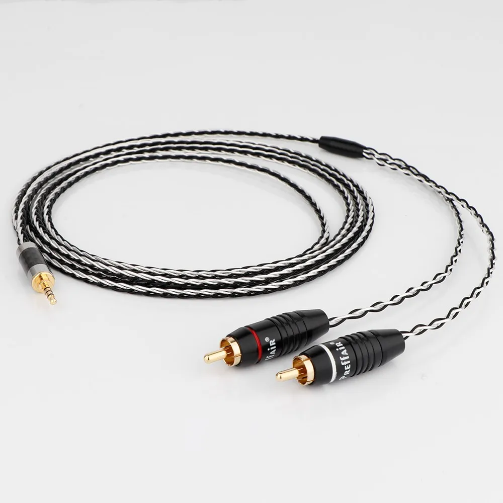 

Посеребренный Hi-Fi кабель Preffair 6N OCC с 2,5 мм TRRS сбалансированный штекер на 2 RCA штекера для Astell & Kern A