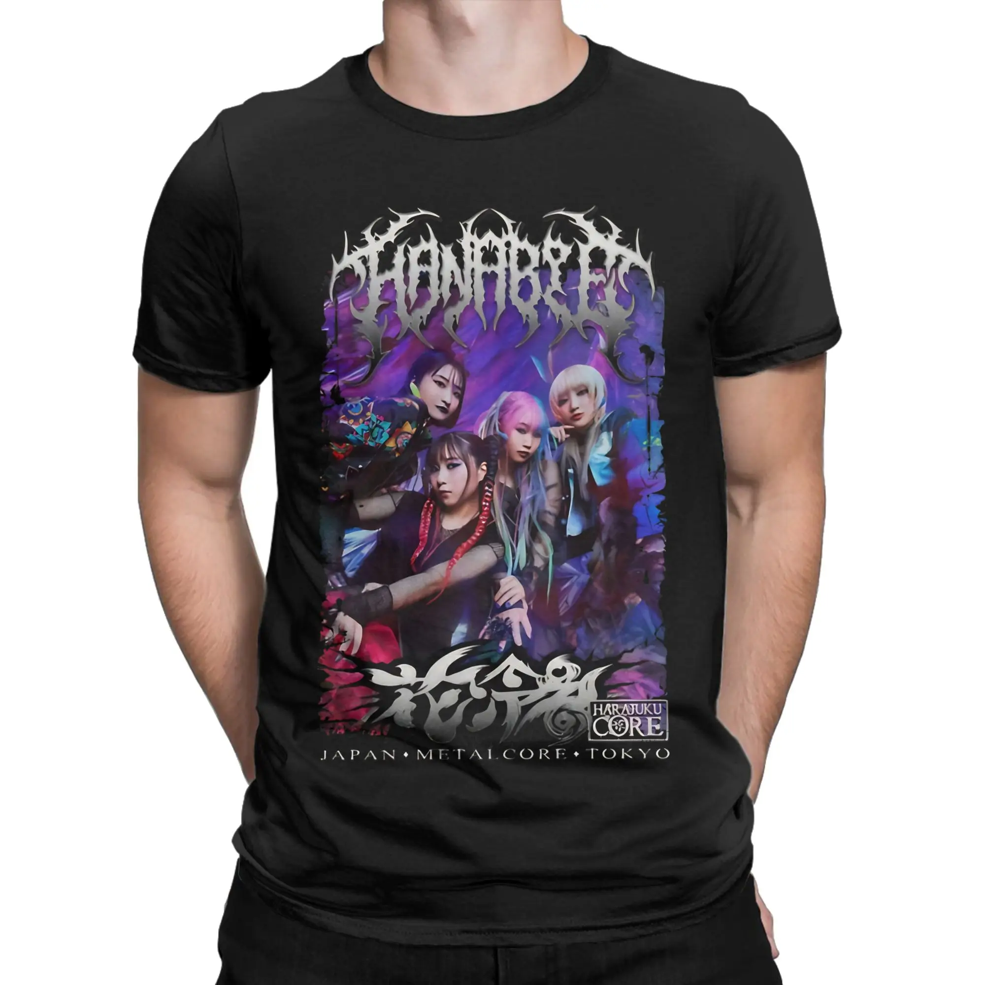 Hanabie Band Halftone Japan Metalcore Tokyo purple Funny 100% Cotton T-Shirt Hanabie Tops Tees For Men