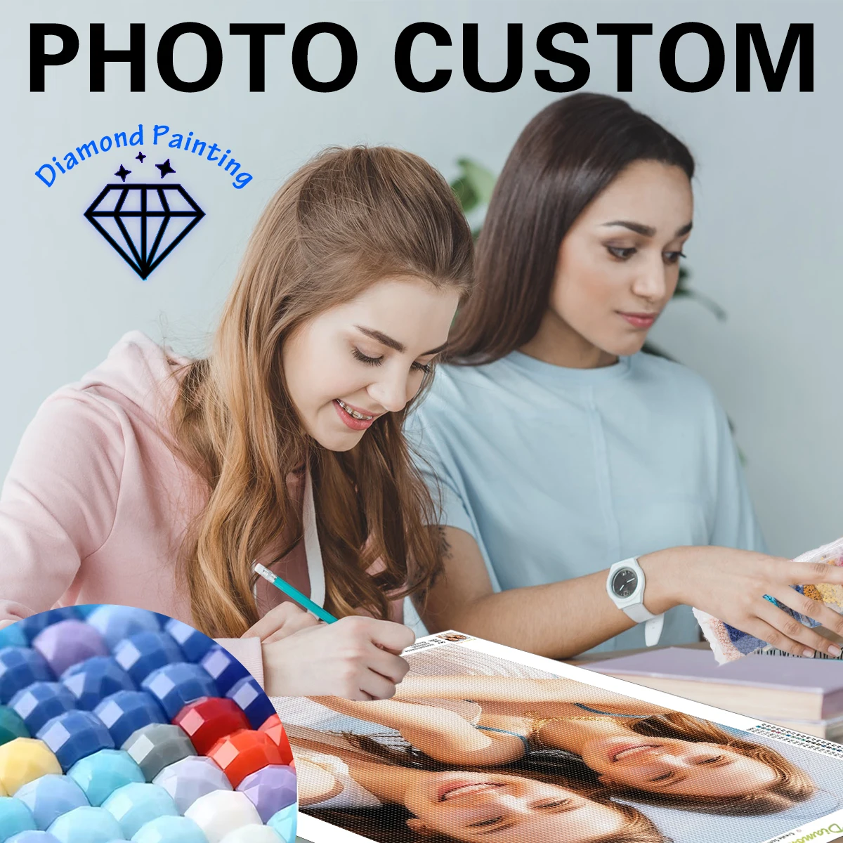 

RUOPOTY Photo Custom Diamond Painting Cross Stitch Kits Crystal Friend's birthday gift 5D Diamond Art Kit Rhinestones Home Decor