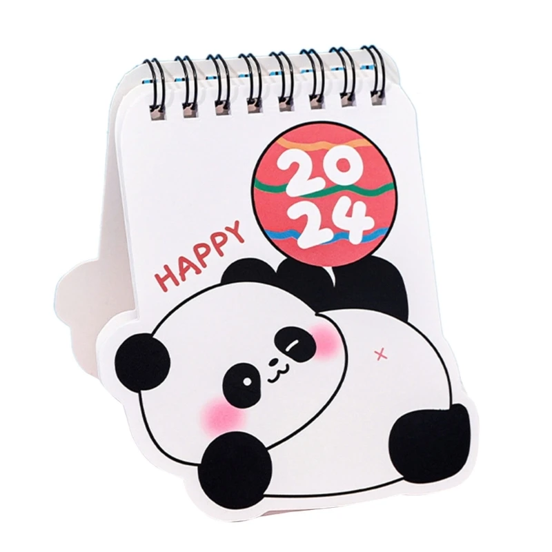 Calendário de mesa 2024 Mini Pandas Planejador flip para home office escolar