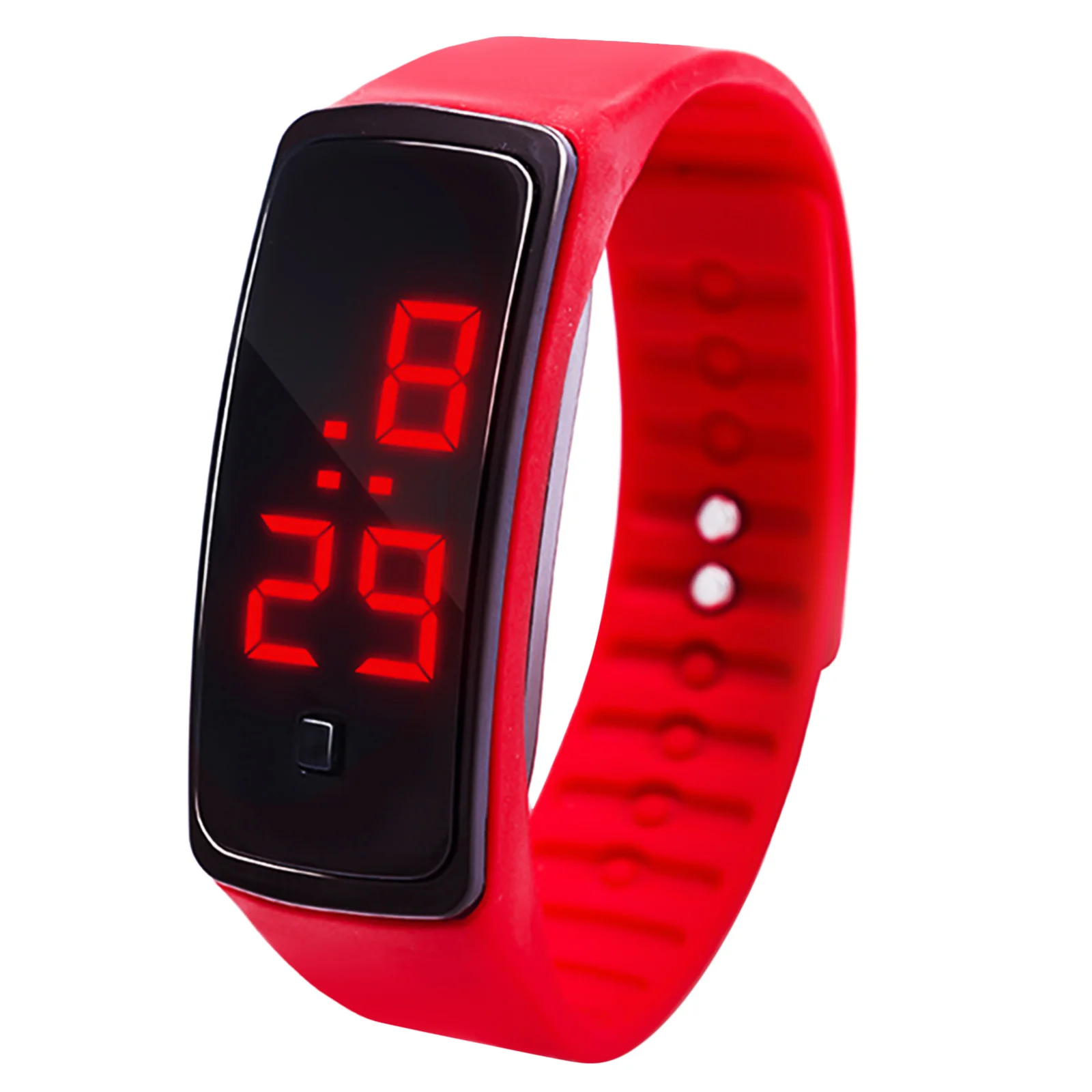 ساعة رقمية LED للطلاب بسوار من السيليكون الأحمر وساعة معصم خارجية للجنسين هدية وضع إعداد الوقت #2