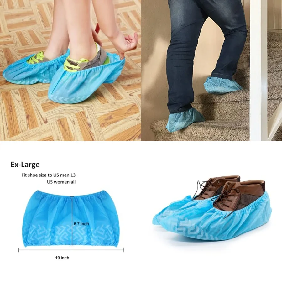 

Disposable Shoe Covers X- 50 Pairs Non Slip, Fit Shoe Size up to Men's 14, Boot Size 13