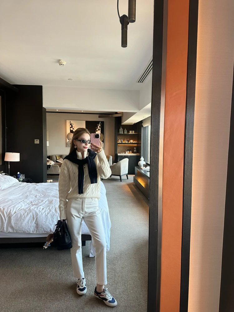 

Женский вязаный шерстяной свитер Virgo Season VS0 Camere, 90% шерсть, с молнией, из крученой пряжи, с длинными рукавами, теплый, Ciwalk