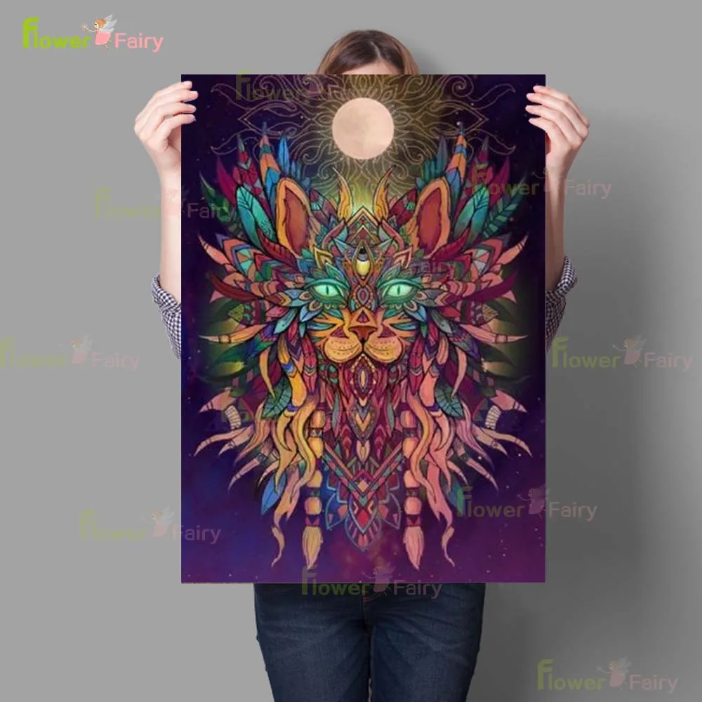 Bohemian Animal Elephant Lion Wise Owl Spirit Poster Wall Art Canvas Painting Home Decor Wall Pictures For Living Room Unframed