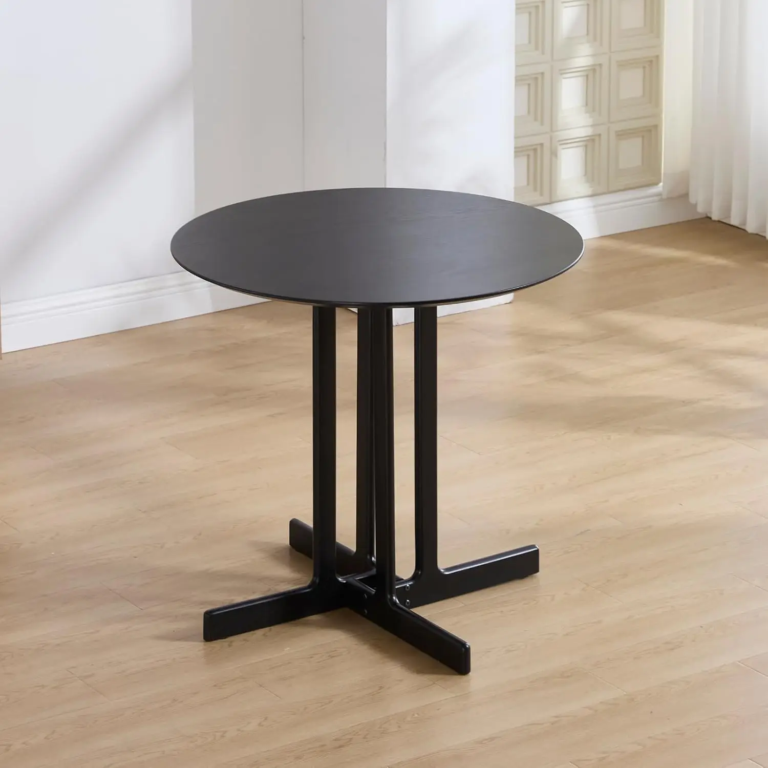 Duomay Solid Wood Round Dining Table, 31.5"" Wide Small Dining Room Table For 2 Or 4 Farmhouse Circle Kitchen Table For Home