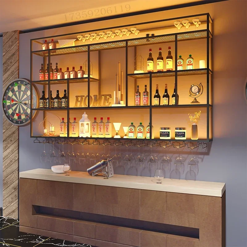 

Industrial Bar Home Cabinet Wall Wine Shelf Mini Simple Storage Buffet Luxury Adega Barzinho Modern Cellar Bottle Traditional
