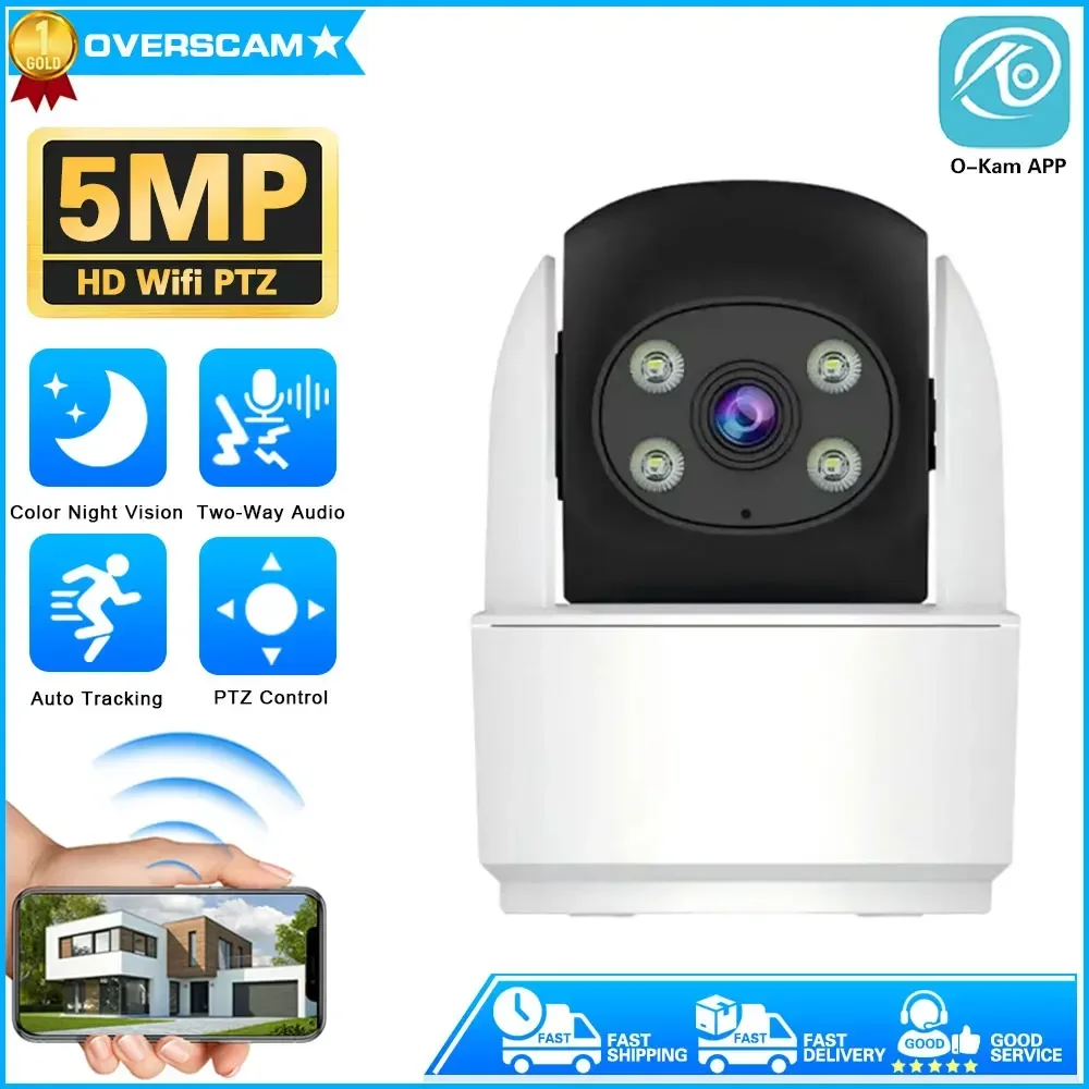 

5MP PTZ IP Camera WiFi Home Security Camera Color Night AI Tracking CCTV Surveillance Camera Indoor Smart Baby Monitor O-Kam App