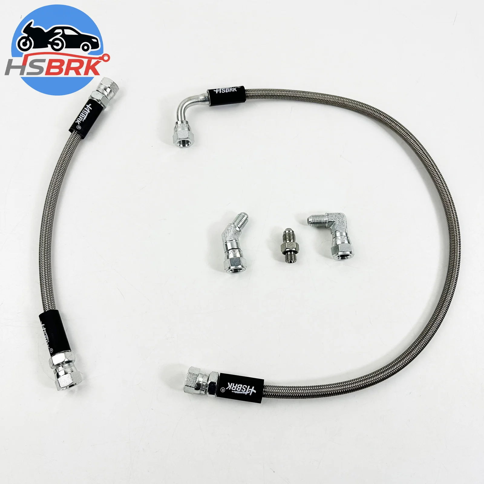 AN6 PTFE 30-500CM Straight+90 degree joint 9/16 Inch resistant explosion-proof fuel pipe Silver stainless steel braided oil pipe