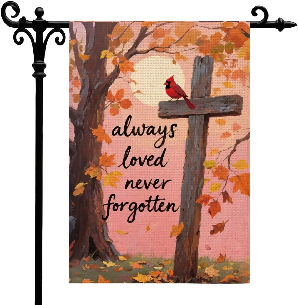 Always Loved Never Forgotten Thanksgiving Garden Flag For Outside, Thanksgiving Cardinal Memorial Garden Flag, Double Sided  yyi