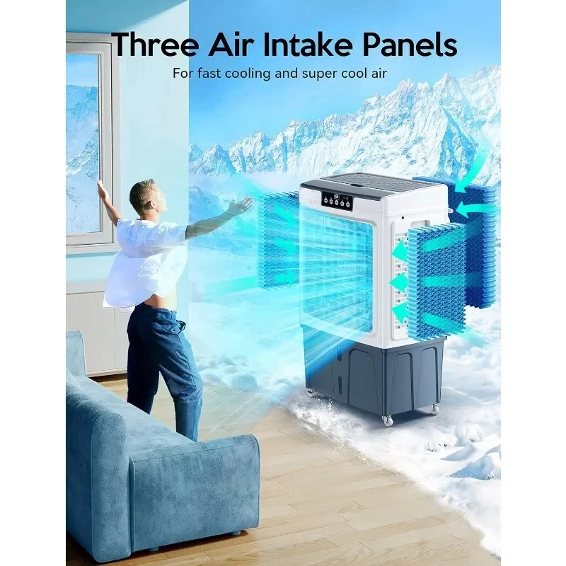 Raffreddatore d'aria evaporativo, dispositivo di raffreddamento a palude oscillante a 120 ° con telecomando, Timer 24 ore, per uso interno esterno, elettrodomestici di raffreddamento