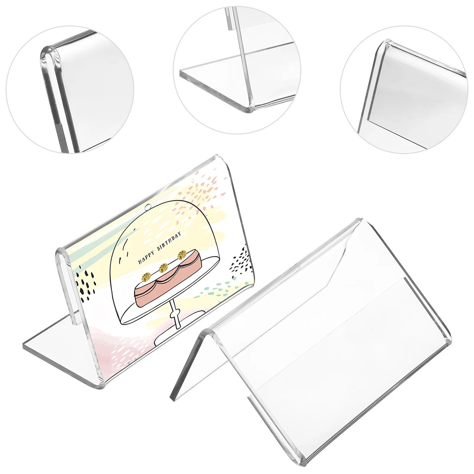 

48Pcs Transparent Sign Holders Clear Tabletop Display Stands L Shaped Stable Elegant Name Card Holders Sign Holder