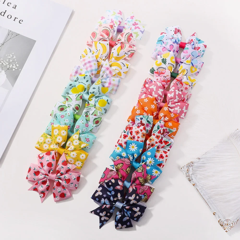 

1pcs Kids Girls Elastic Hair Bands 4.5'' Solid Grosgrain Ribbon Bow Headwear Cute Rubber Hair Accessories
