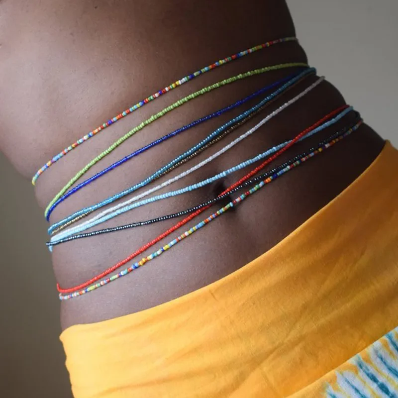 Colorful African Waist Beads Chain Sexy Belly Necklace Jewelry Strand Waistband for Women Handmade Summer Beach Collier Ventre