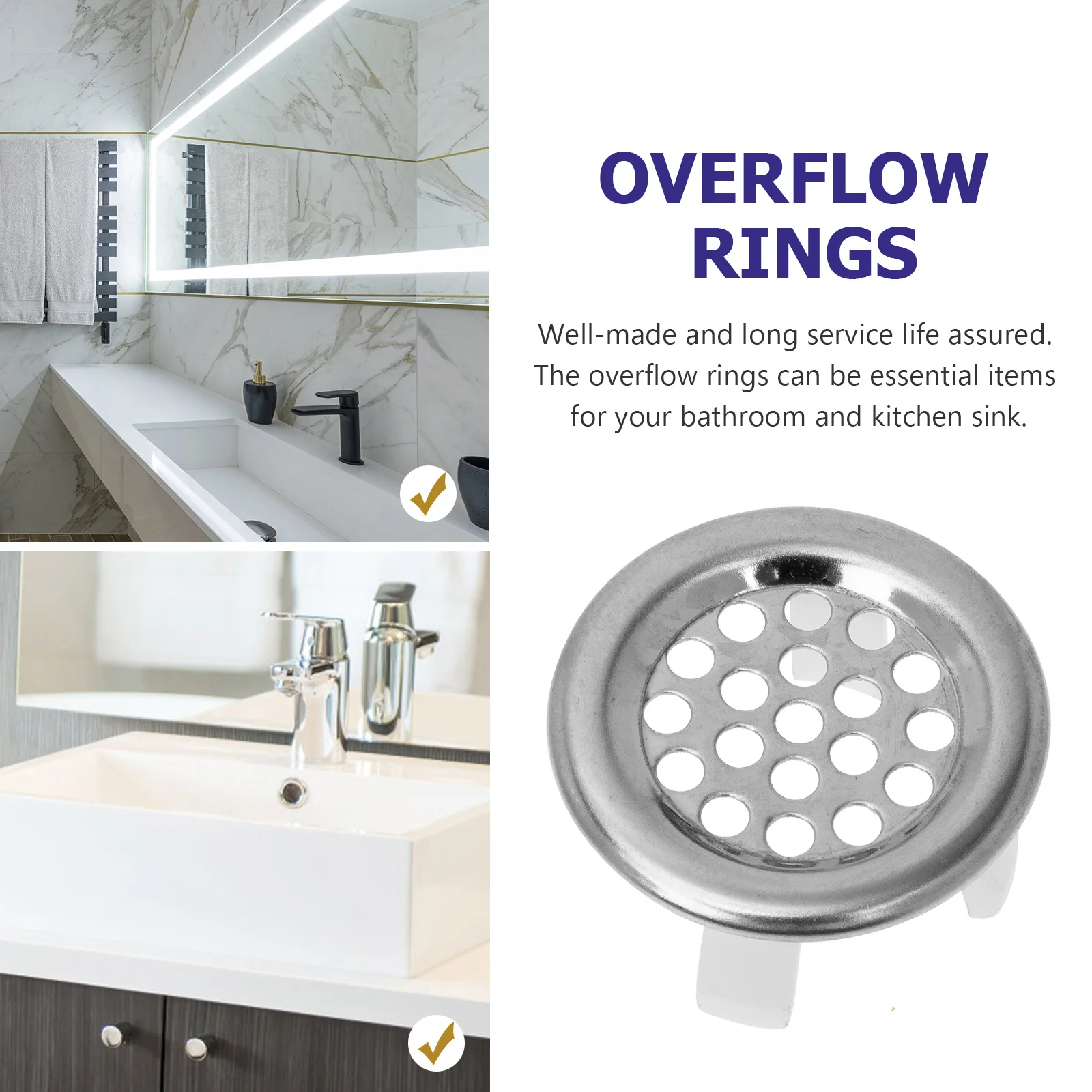 

20Pcs Wash Basin Overflow Ring Stainless Steel Bathroom Sink Overflow Cover Kitchen Sink Hole Ring Accessory Washing Basin Rings